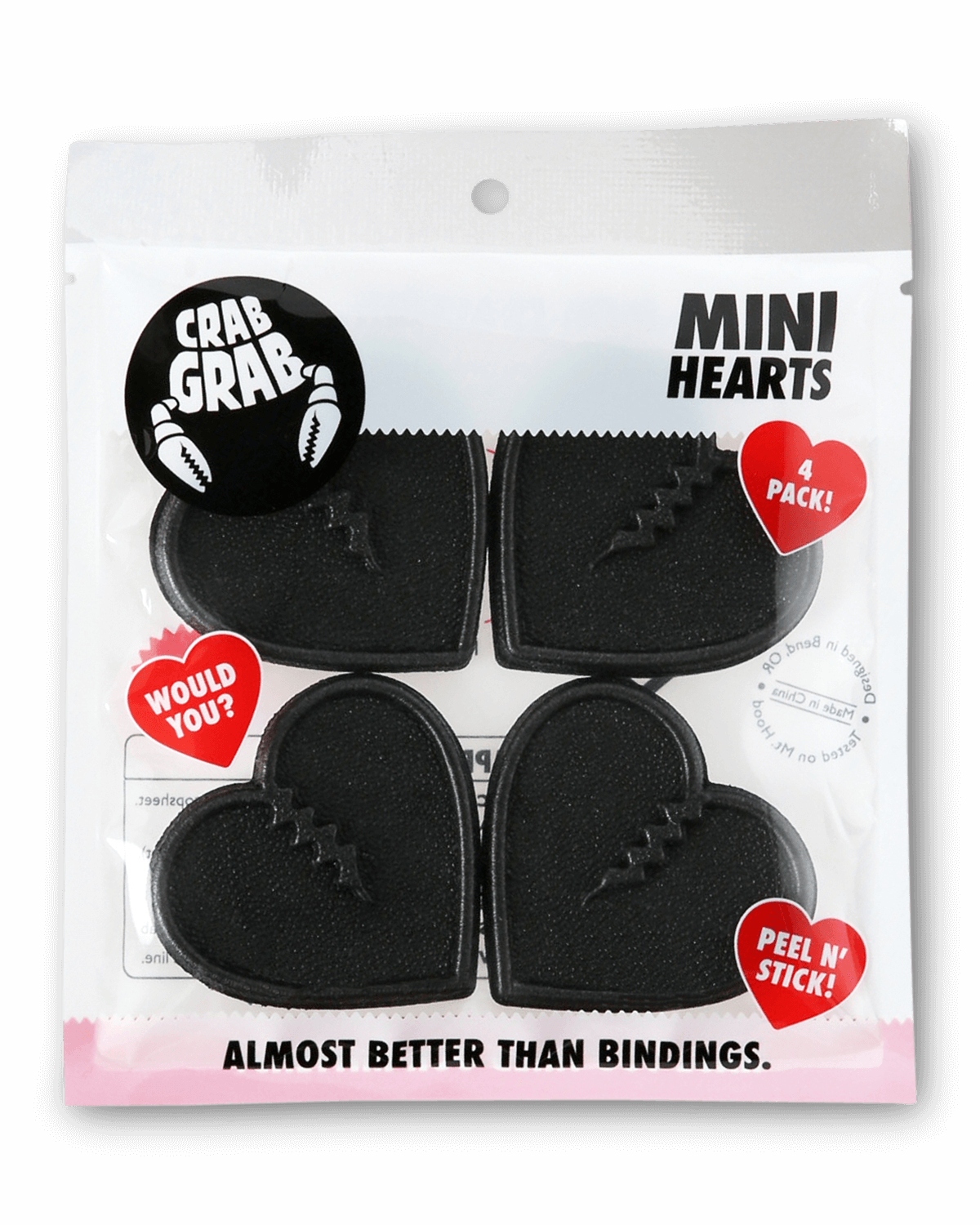 Crab Grab - Mini Hearts stomp pad foam traction in packaging - Black.