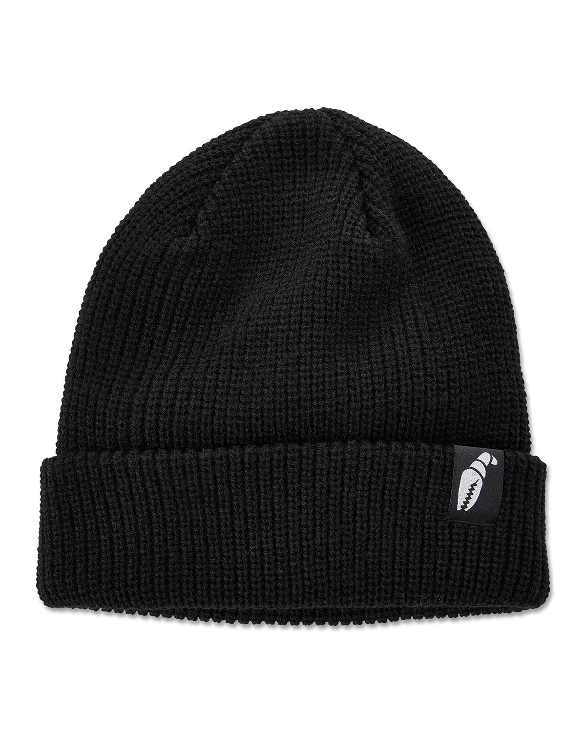 Crab Grab Claw Label beanie, black knit hat.