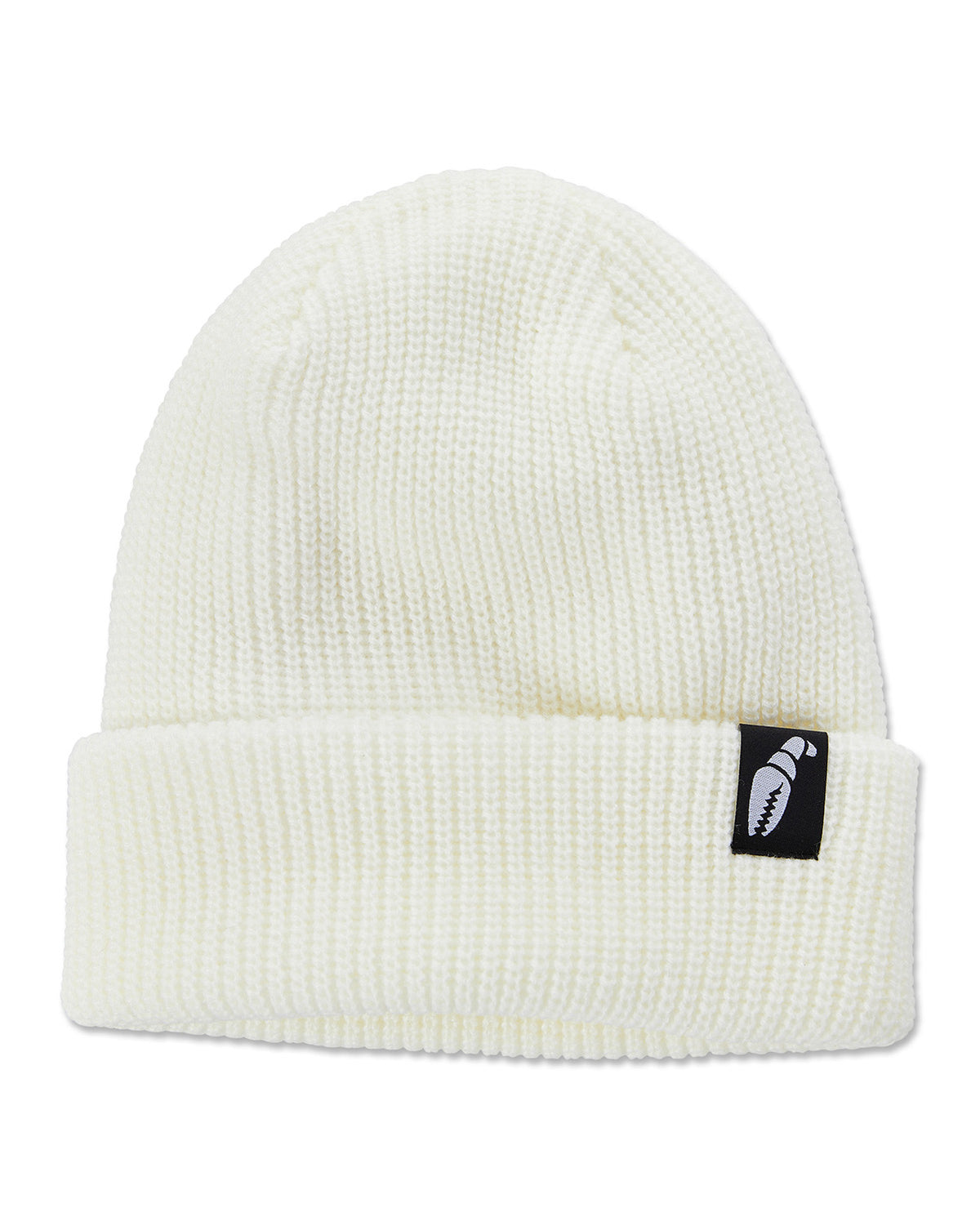Crab Grab Claw Label beanie, natural off white knit hat.