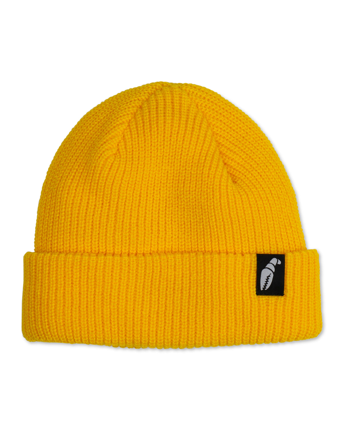 Crab Grab Claw Label beanie, vintage yellow knit hat.