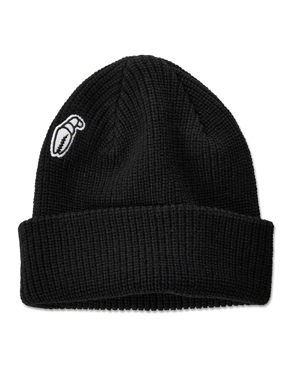 Crab Grab - High Mark Beanie, a ribbed cuff knit hat in Black.