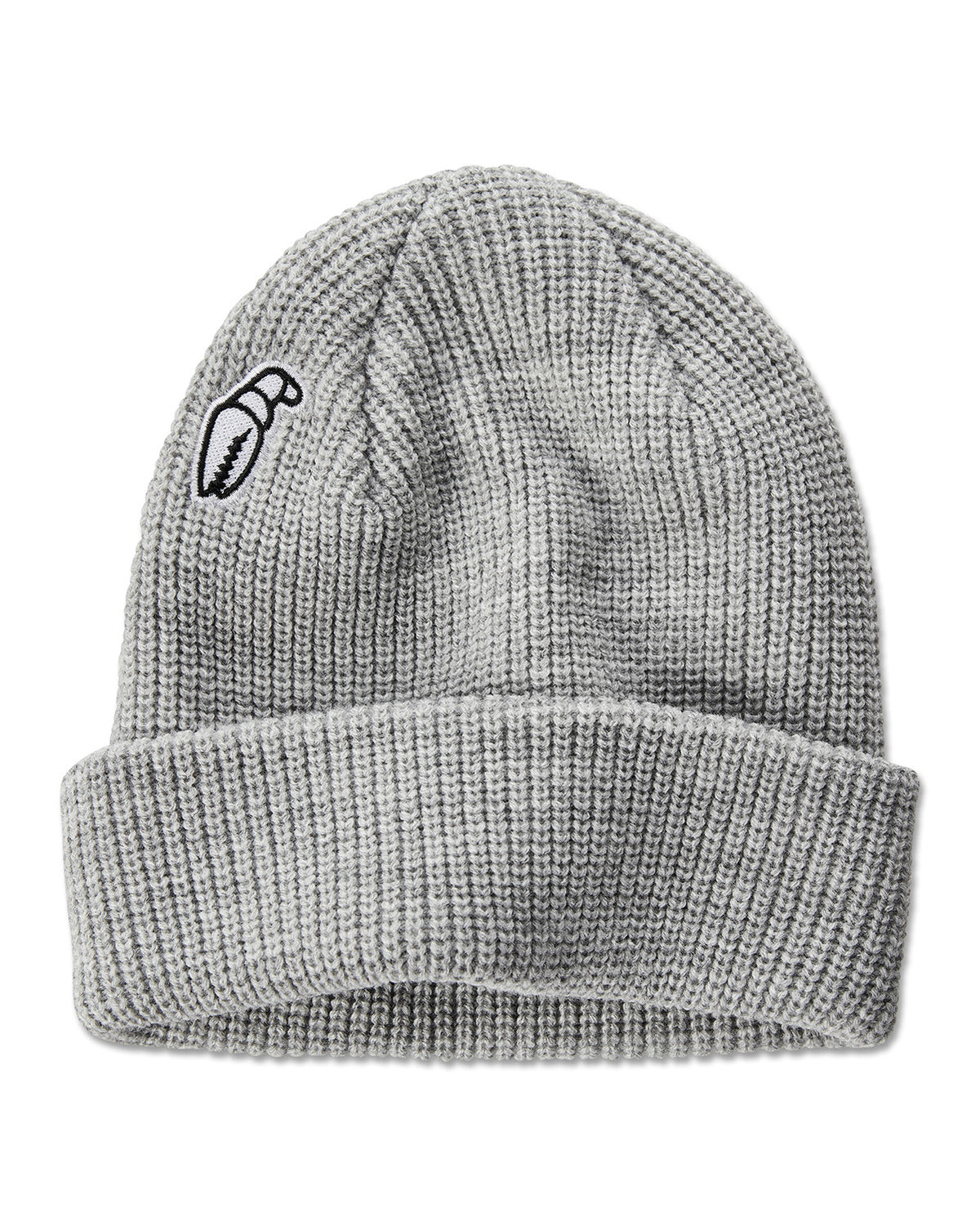 Crab Grab - High Mark Beanie, a ribbed cuff knit hat in Heather Grey.