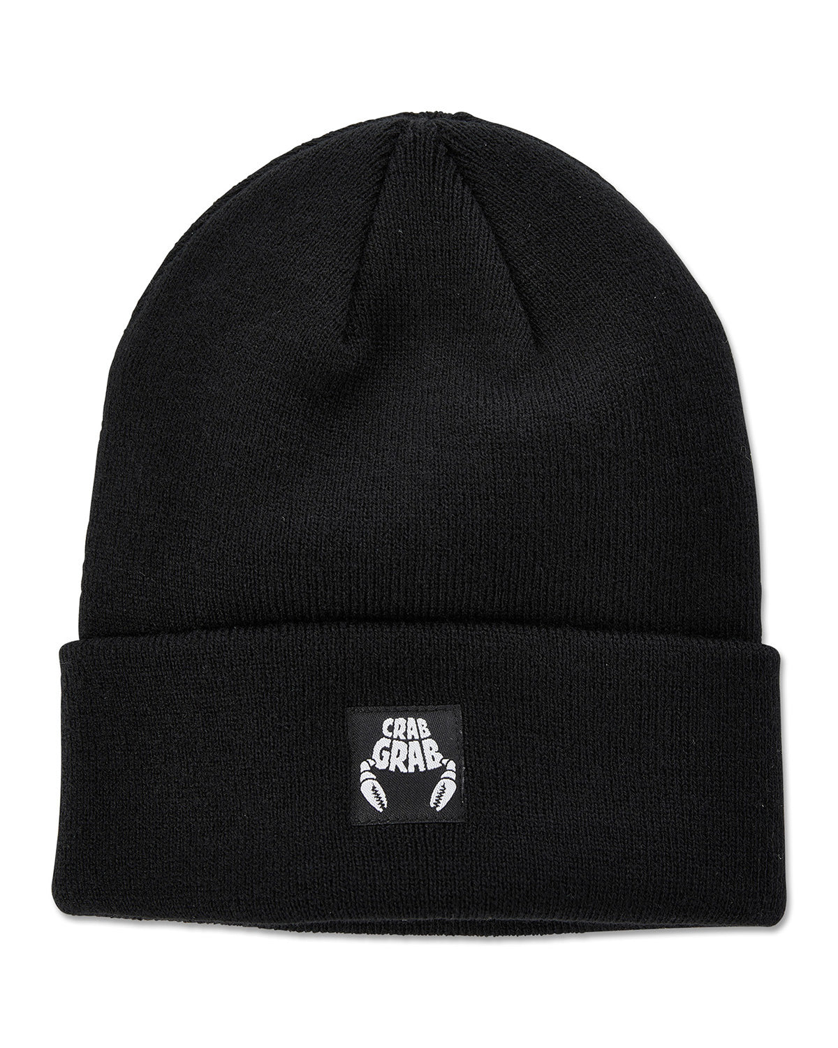 Crab Grab - Tall Reservoir Beanie with woven logo label in Black.