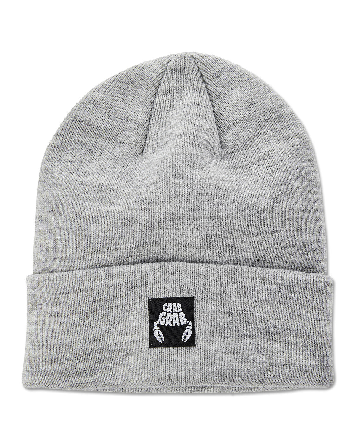 Crab Grab - Tall Reservoir Beanie with woven logo label in Grey.