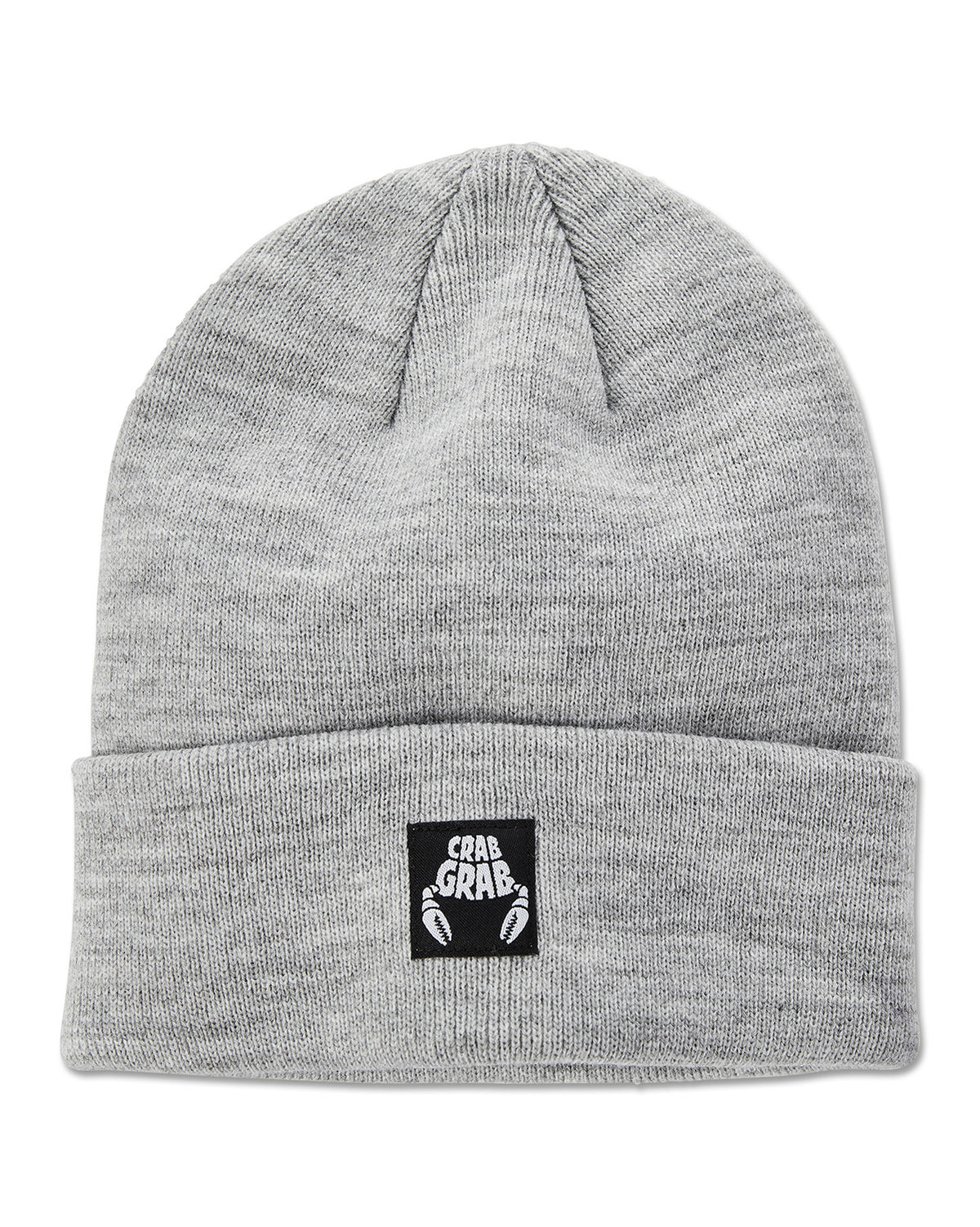 Crab Grab - Tall Reservoir Beanie with woven logo label in Grey.