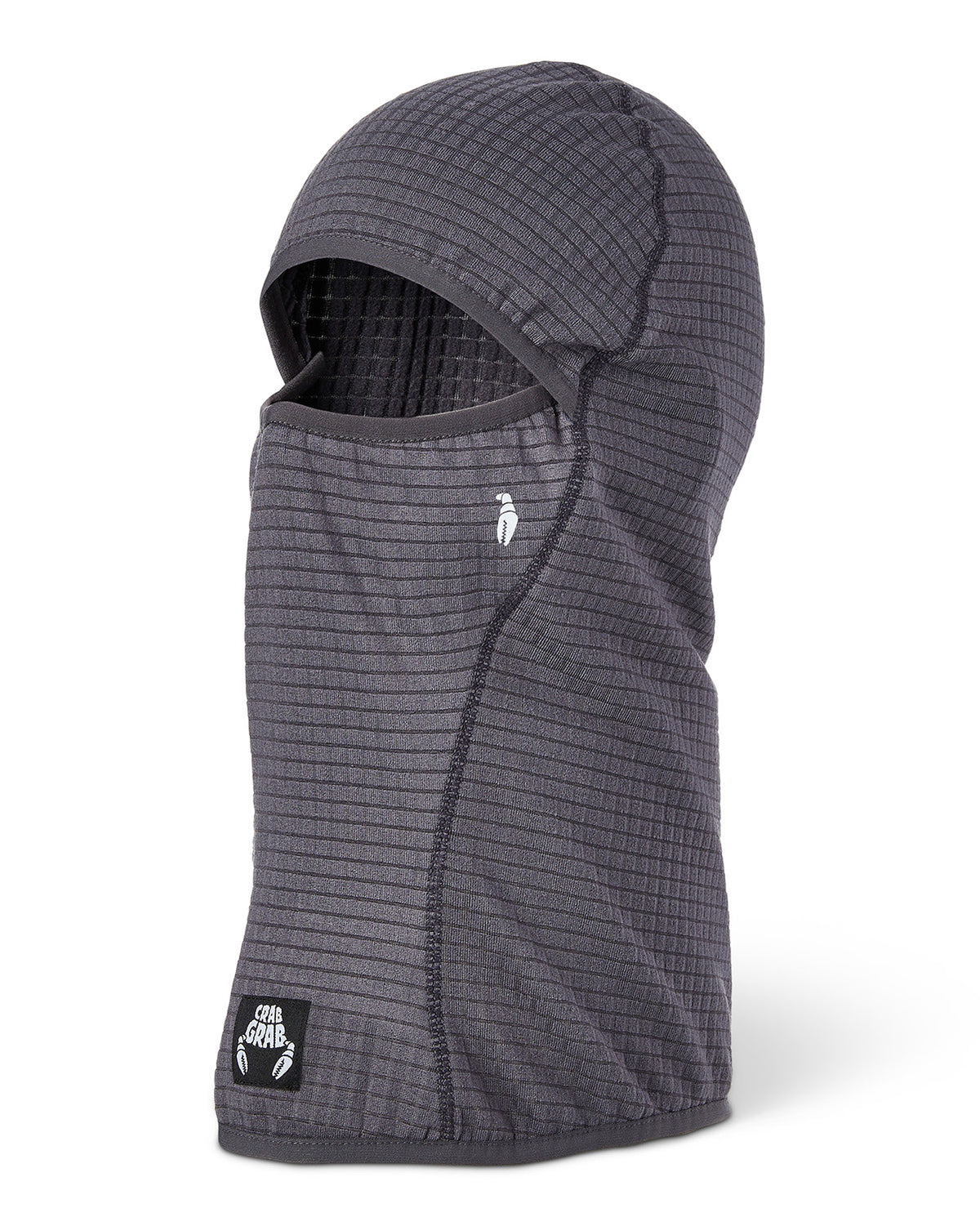 Crab Grab Clawva Waffle Fleece winter face mask in Charcoal - 3/4 view.