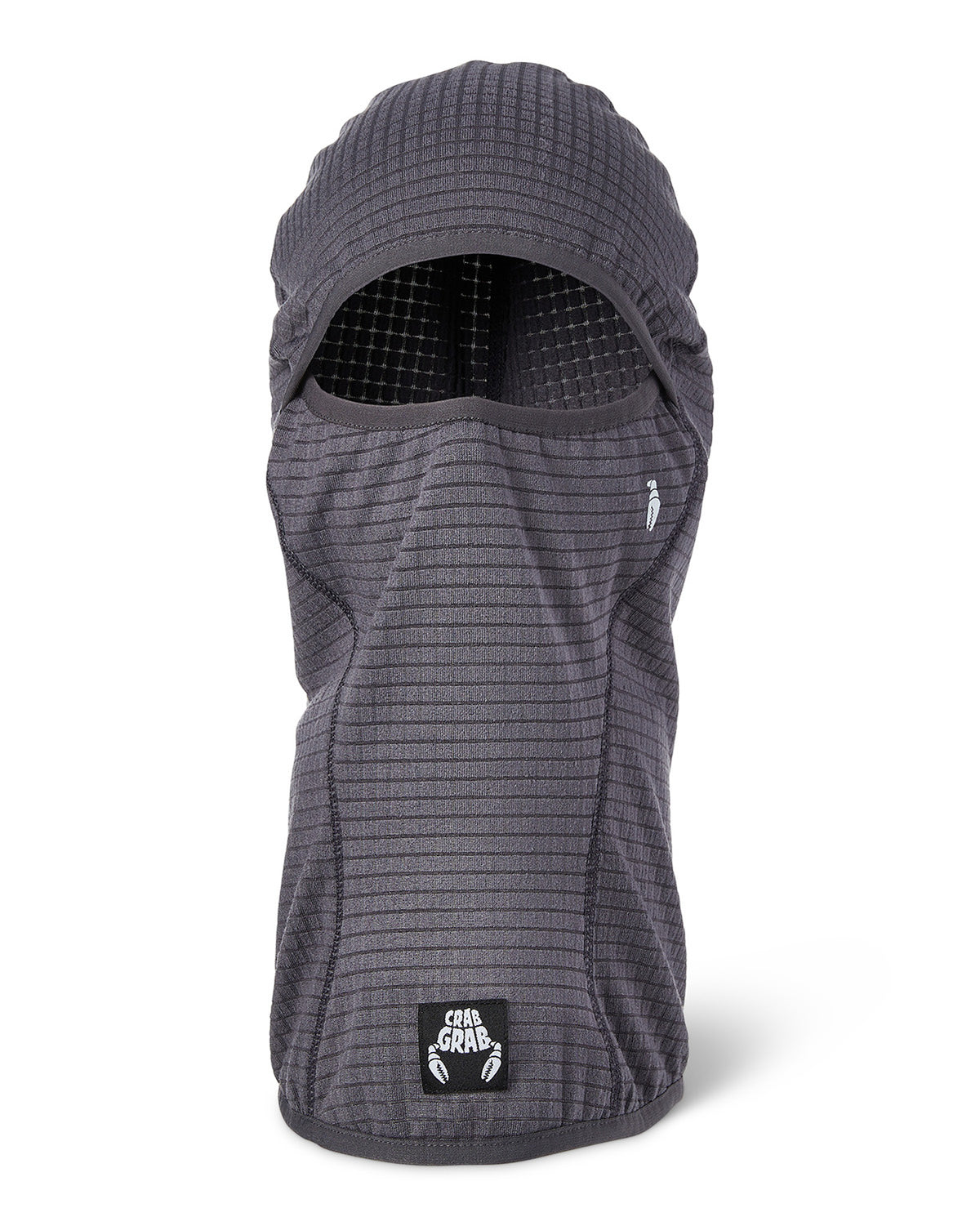 Crab Grab Clawva Waffle Fleece winter face mask in Charcoal - front view.