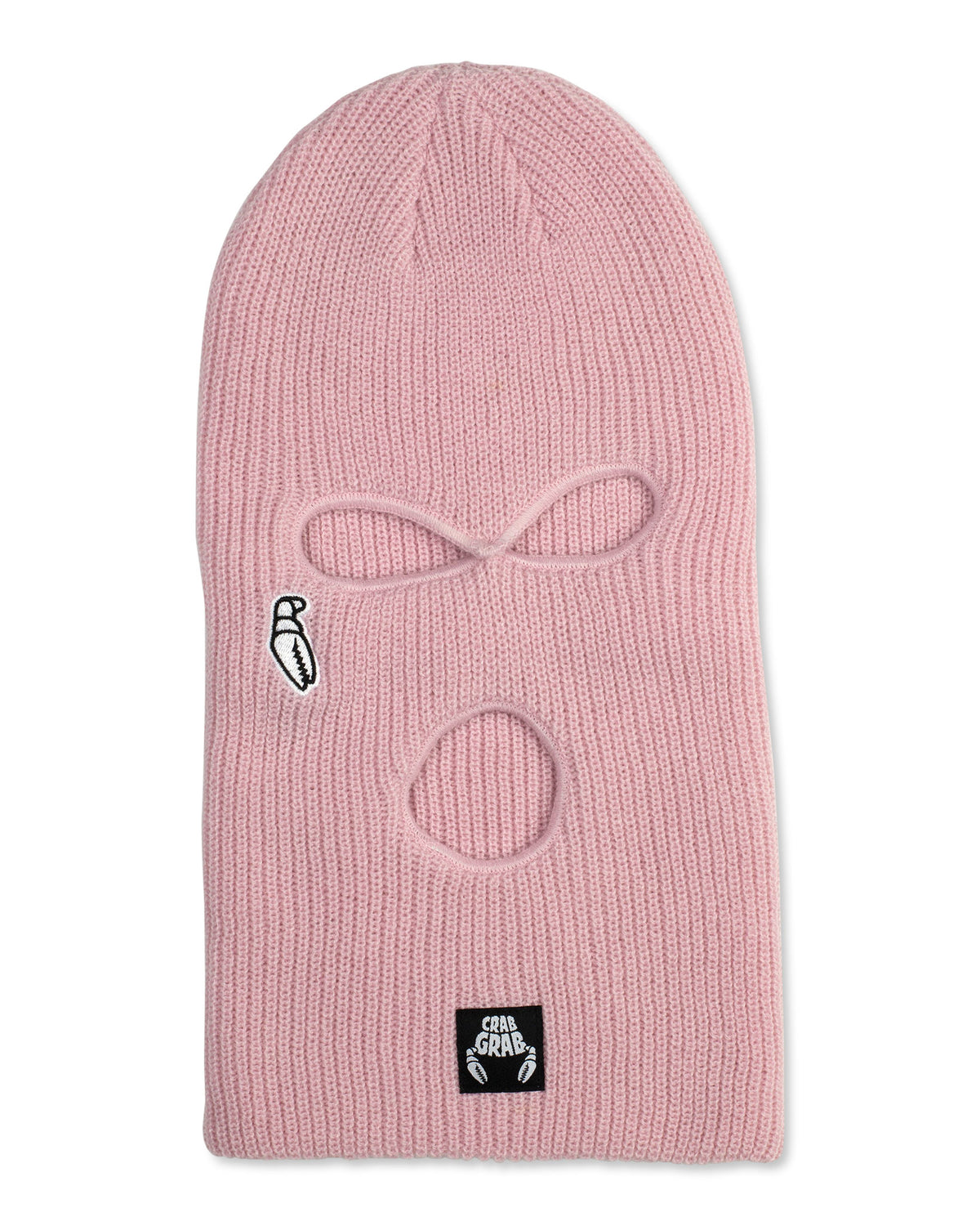 Crab Grab - Goon Mask knit snowboard face mask in Soft Pink.