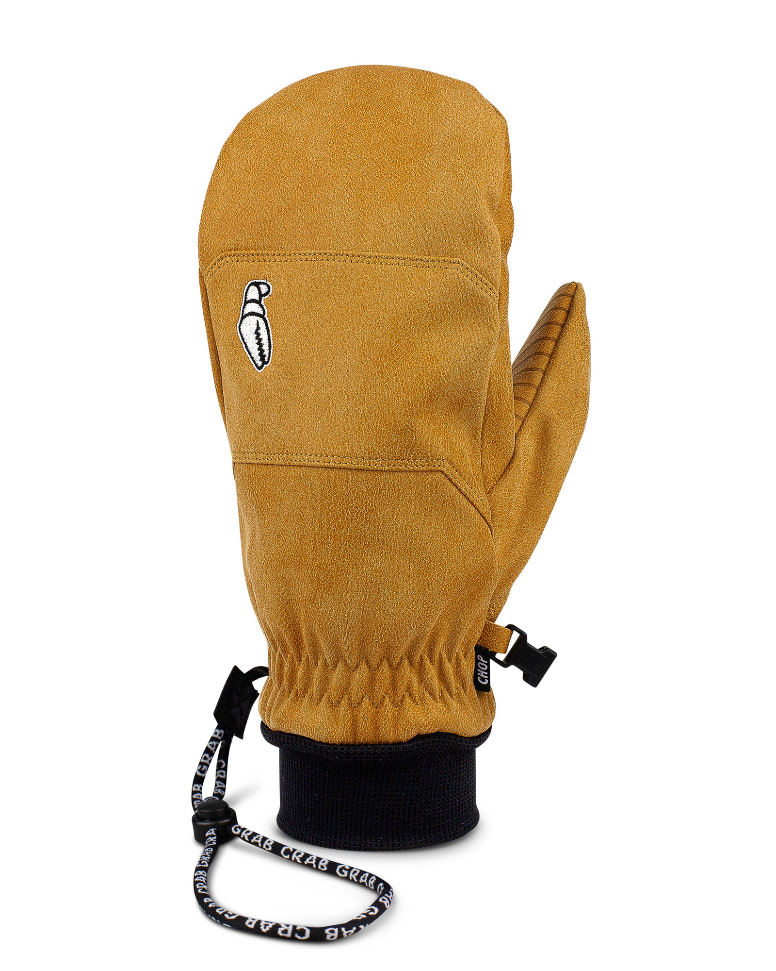 Crab Grab Chop vegan leather snowboard mitten in tan