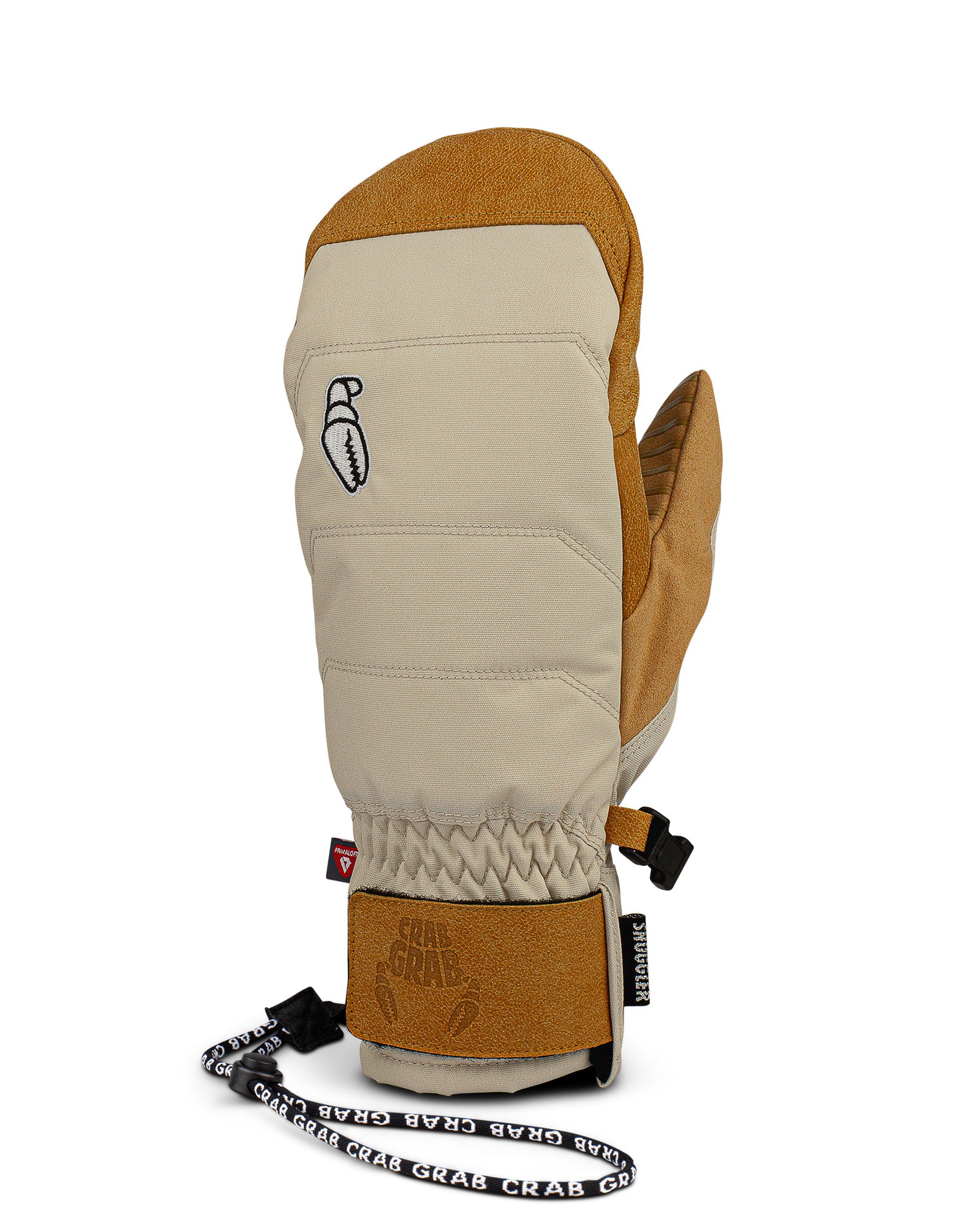 Snuggler Womens Mitt - Our warmest mitten in Cream, back view with a wrist leash.