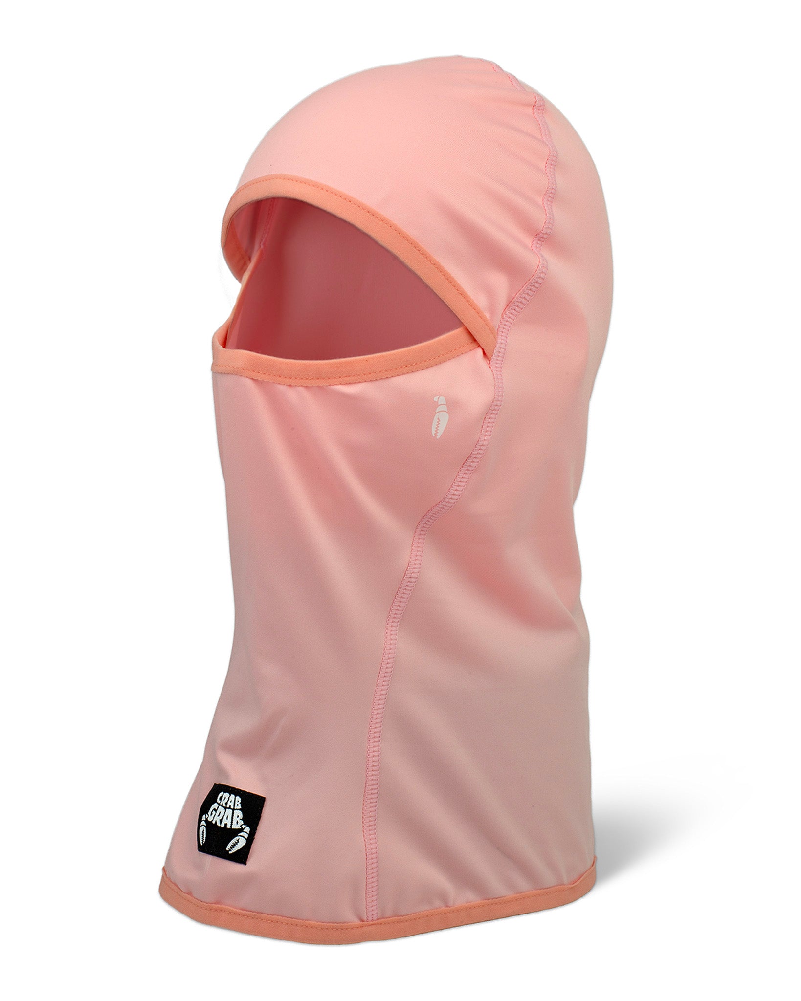 Crab Grab Clawva snowboard face mask balaclava in Soft Pink color way 3/4 view.