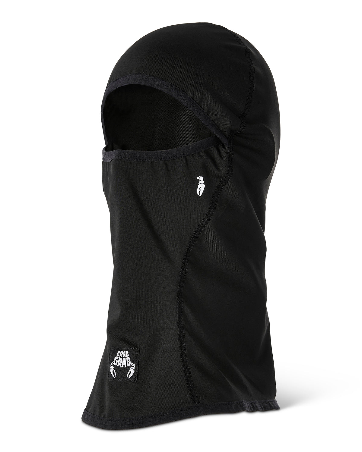 Crab Grab Clawva snowboard face mask balaclava in Black color way 3/4 view.