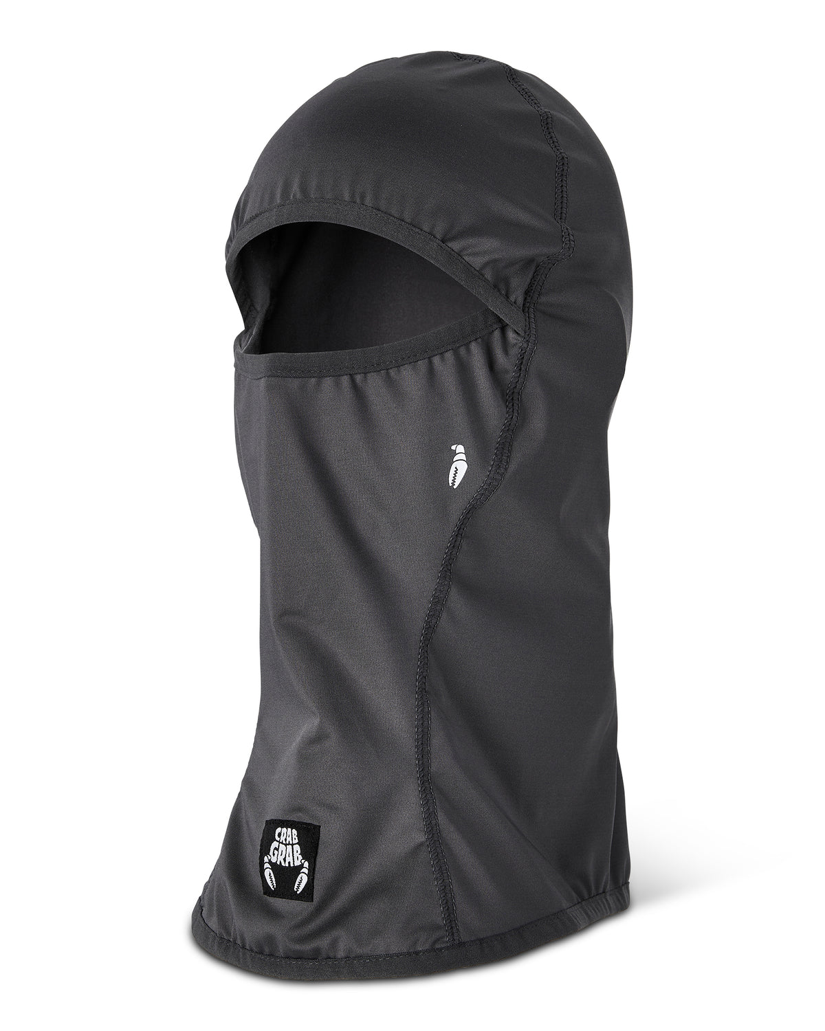 Crab Grab Clawva snowboard face mask balaclava in Charcoal color way 3/4 view.