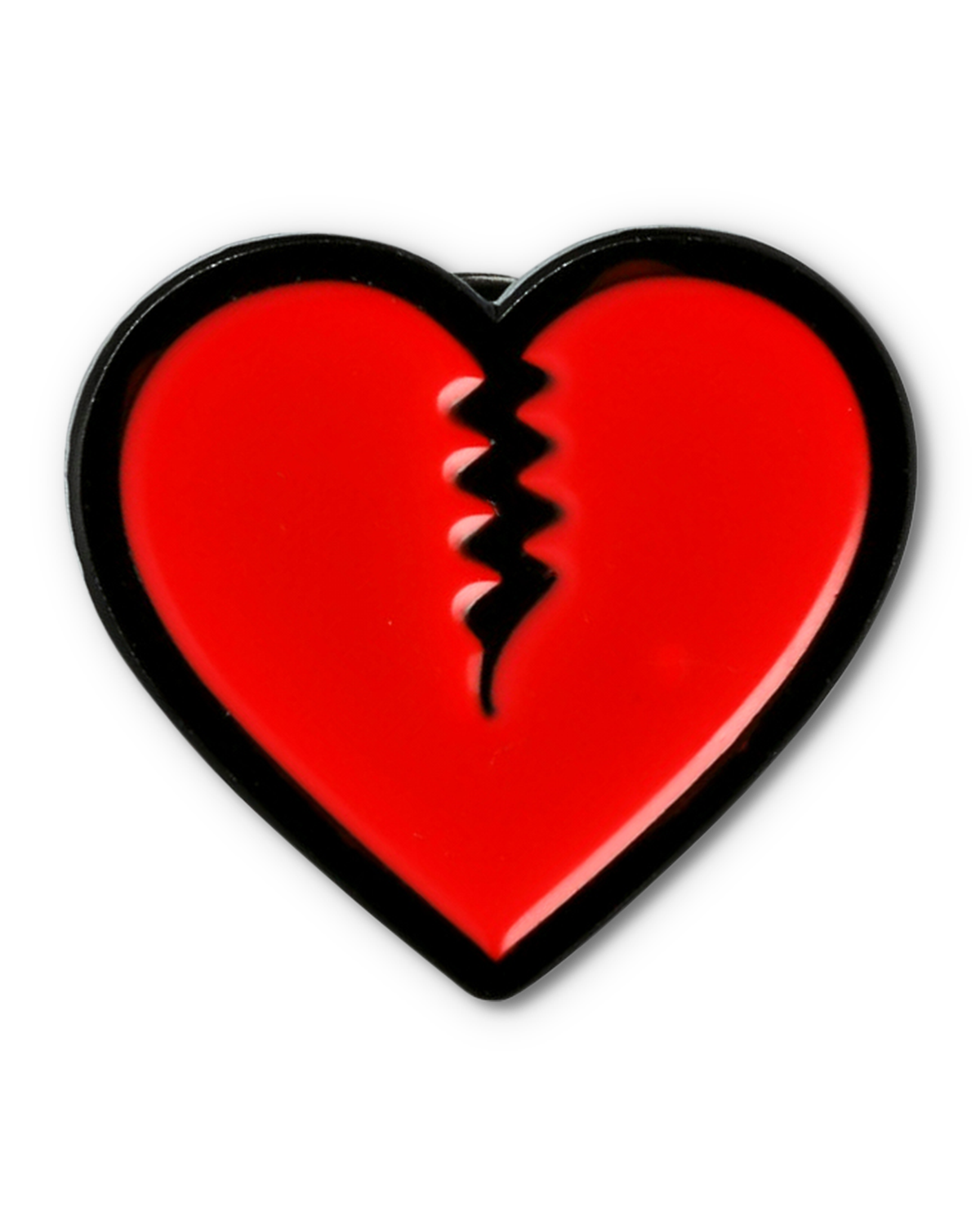 Crab Grab - Heart shaped enamel lapel pin, red and black.