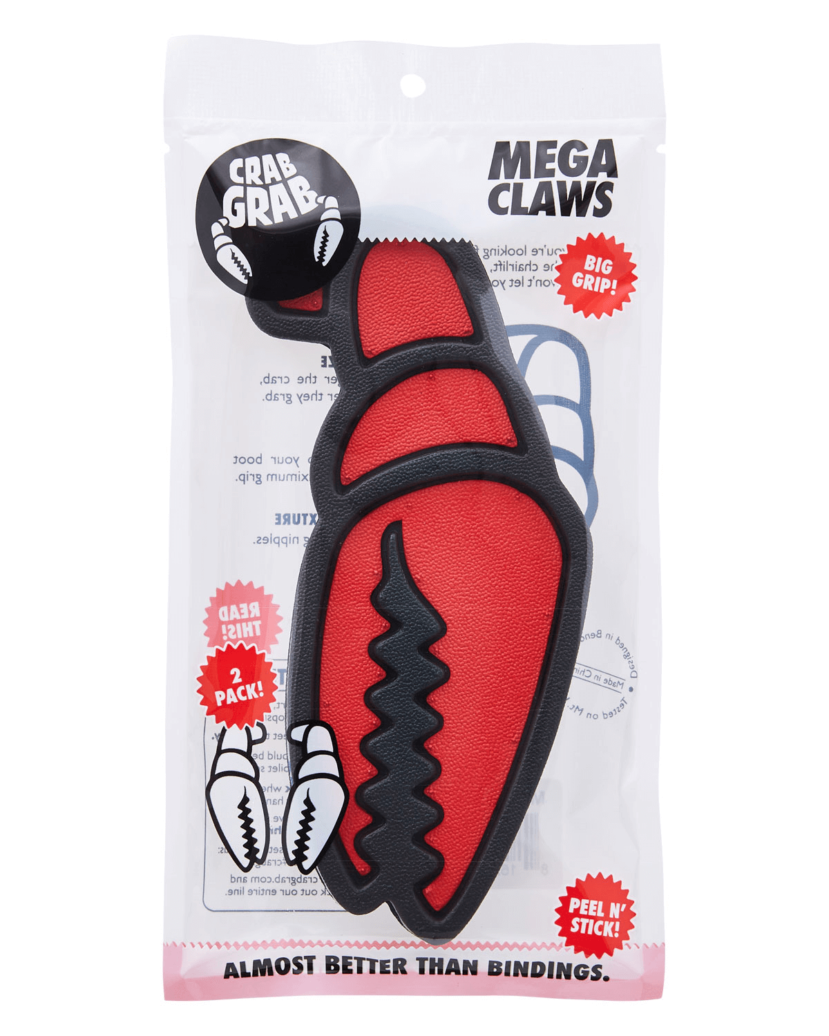 Crab Grab - Mega Claw stomp pad foam traction in packaging - Black and Red.