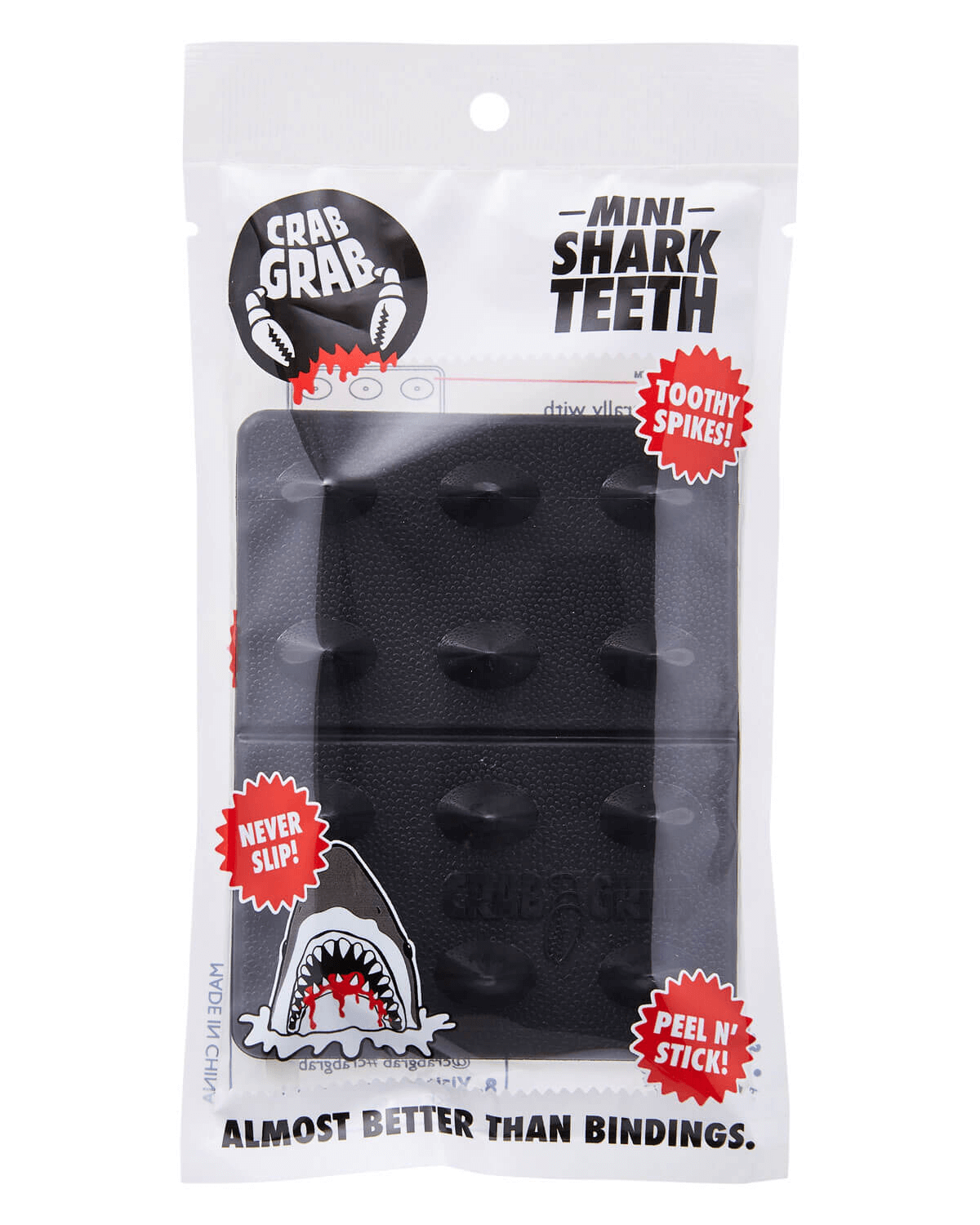 Crab Grab - Mini Shark Teeth stomp pad in packaging, Black color.