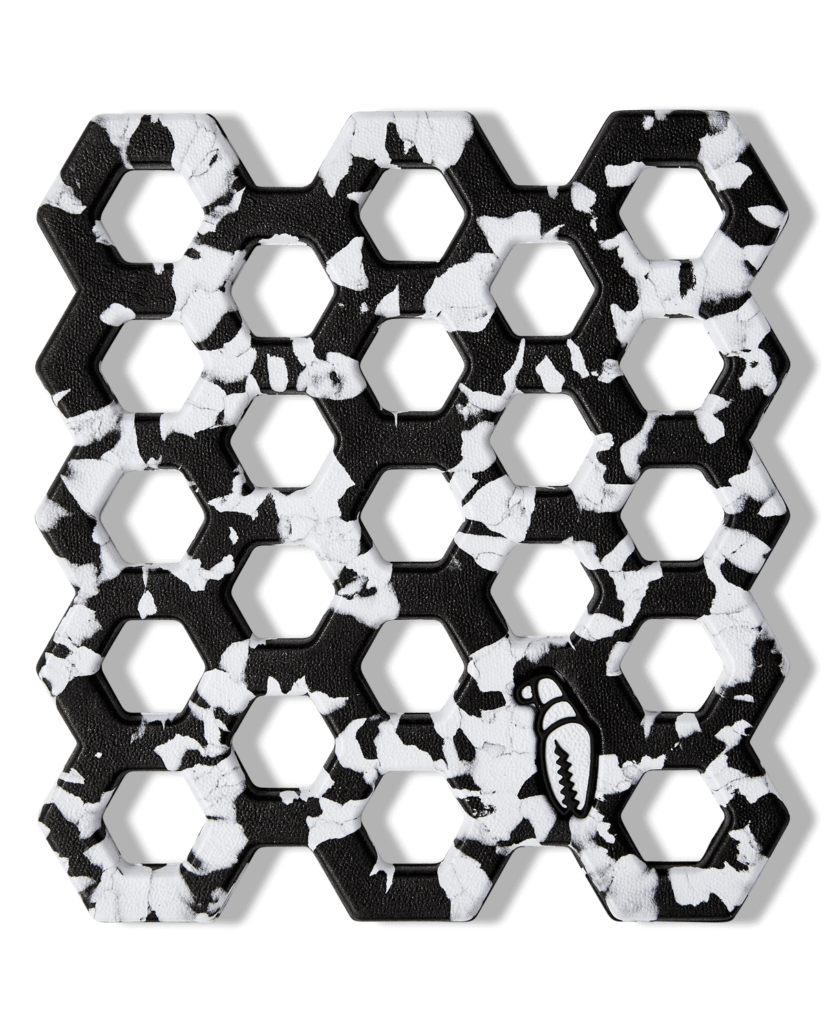 Crab Grab  Traction - Crab Trap stomp pad in Black and White Swirl - Top view.