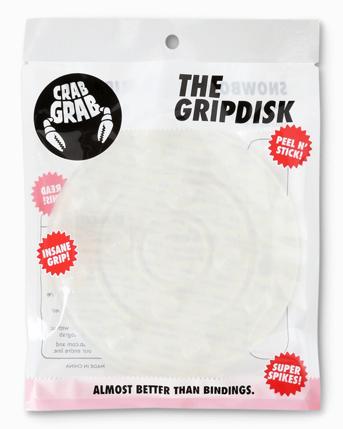 Crab Grab - Grip Disk™ stomp pad in packaging - Clear.