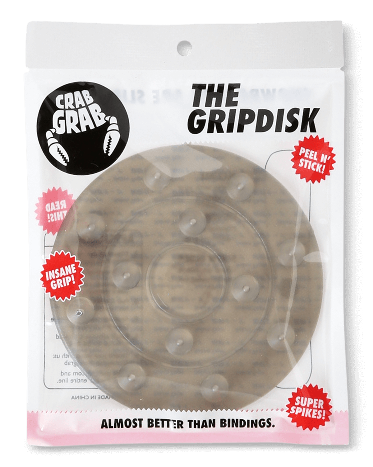 Crab Grab - Grip Disk™ stomp pad in packaging - Smoke.