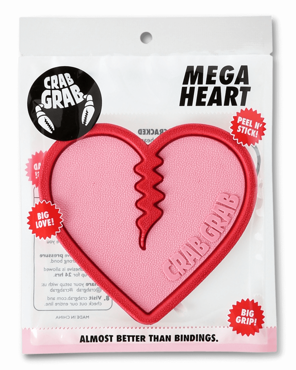 Crab Grab - Mega Heart stomp pad foam traction in packaging - Bubblegum.
