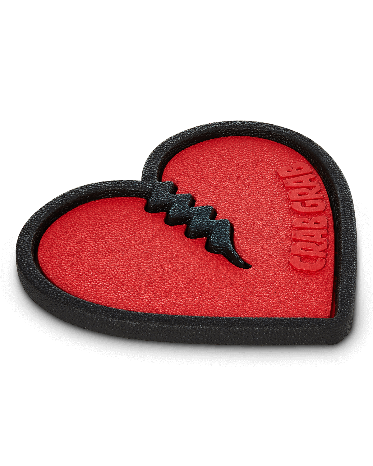Crab Grab - Mega Heart stomp pad foam traction angle view - Red and Black.