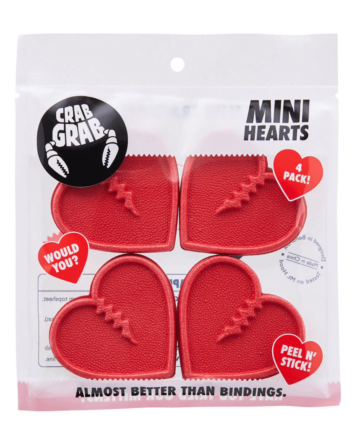 Crab Grab - Mini Hearts stomp pad foam traction in packaging - Red.