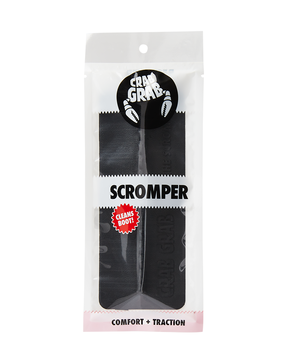 Crab Grab - Scromper stomp pad and boot scraper, packaging view, Black.