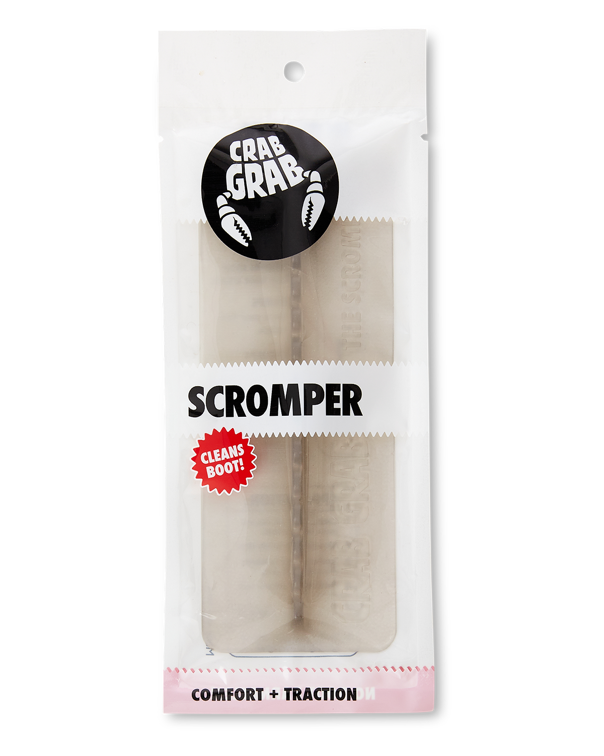 Crab Grab - Scromper stomp pad and boot scraper, packaging view, Smoke.